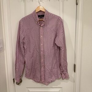 Polo Ralph Lauren Oxford Shirt Long Sleeve Slim Fit Geometric Pattern Size Med